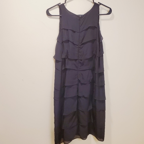 Kenar Black 100%  silk Ruffled  midi dress Size 10 - Picture 6 of 10
